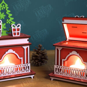 Intra απο ξύλο plywood 3mm-4mm πάχος Χριστουγεννιάτικο Τζάκι Κηροπήγιο | CNC Δίασταση 15x15 cm INTRAFABR-106604301