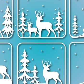 Intra απο ξύλο plywood 3mm-4mm πάχος Χριστουγεννιάτικο Δάσος Ελαφιών Δέσμη Δίασταση 30x20 cm INTRAFABR-40959734 - Image 1