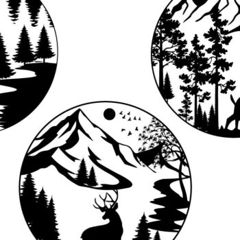 Intra απο ξύλο plywood 3mm-4mm πάχος Χριστουγεννιάτικο Δάσος Σκηνή Ελάφια Δίασταση 15x15 cm INTRAFABR-80480389 - Image 1