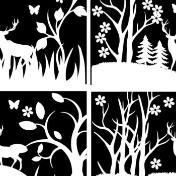 Intra απο ξύλο plywood 3mm-4mm πάχος Χριστουγεννιάτικο δάσος χειμώνα φόντο Δίασταση 15x15 cm INTRAFABR-81737438 - Image 1