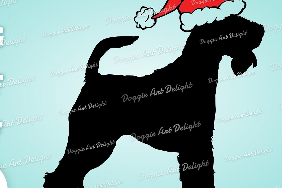 Intra απο ξύλο plywood 3mm-4mm πάχος Χριστουγεννιάτικο Fox Terrier σε Santa Hat Δίασταση 15x15 cm INTRAFABR-83139047