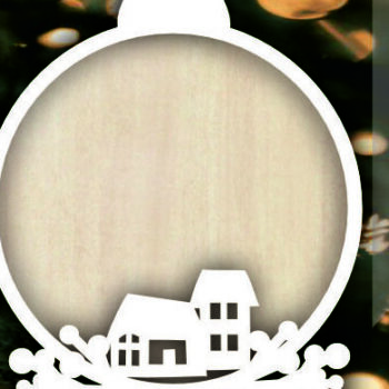 Intra απο ξύλο plywood 3mm-4mm πάχος Χριστουγεννιάτικο πλαίσιο , Winter House Δίασταση 8x8 cm INTRAFABR-106695654 - Image 2