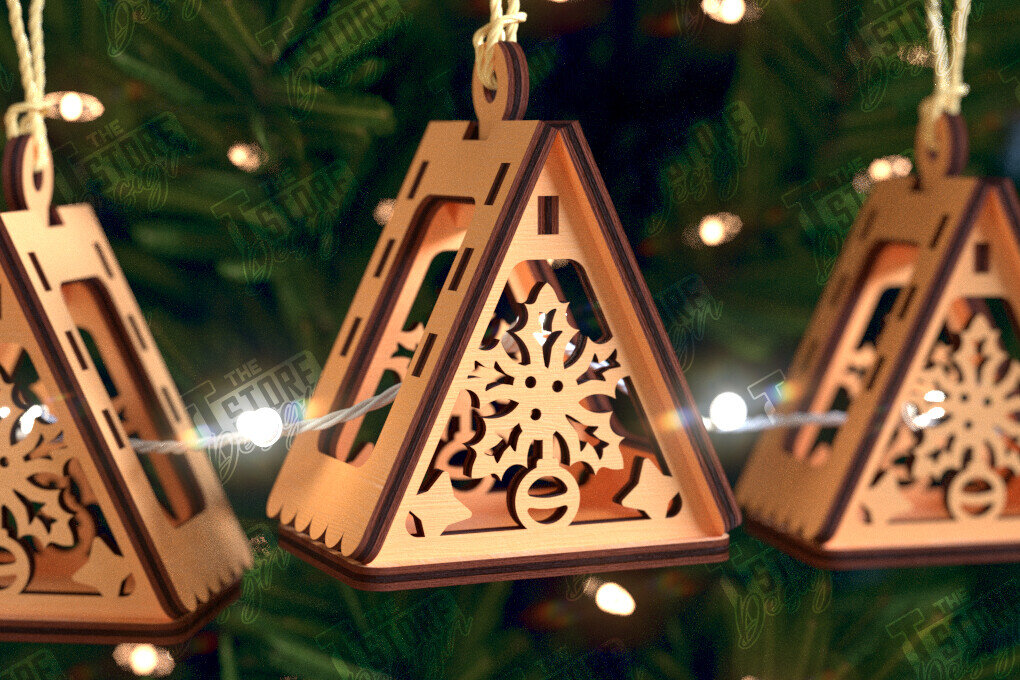 Intra απο ξύλο plywood 3mm-4mm πάχος Χριστουγεννιάτικη γιρλάντα | Παιχνίδι Χριστουγεννιάτικου Δέντρου Δίασταση 15x15 cm INTRAFABR-105662034