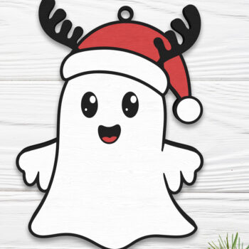 Intra απο ξύλο plywood 3mm-4mm πάχος Χριστουγεννιάτικο στολίδι Ghost Cut  Δίασταση 8x8 cm INTRAFABR-109510501 - Image 1