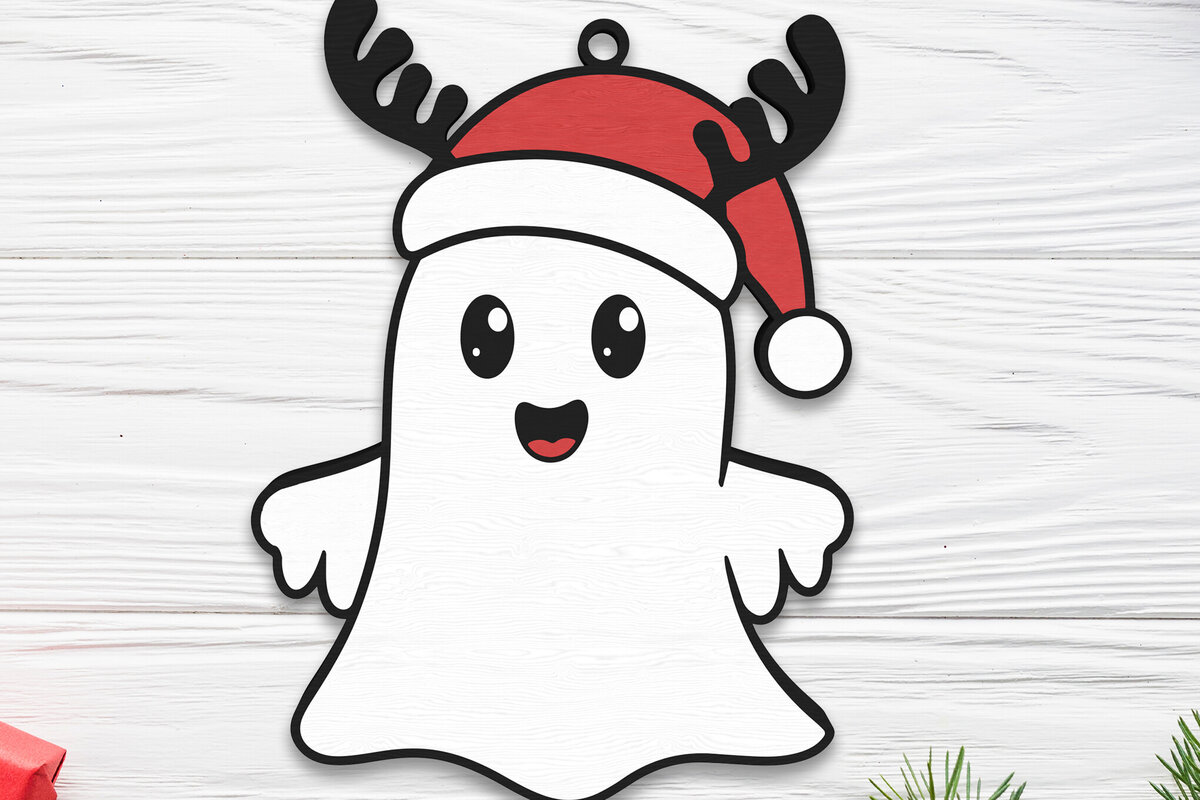 Intra απο ξύλο plywood 3mm-4mm πάχος Χριστουγεννιάτικο στολίδι Ghost Cut  Δίασταση 8x8 cm INTRAFABR-109510501