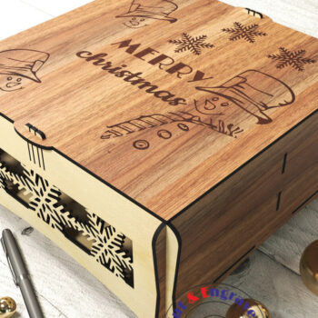 Intra απο ξύλο plywood 3mm-4mm πάχος Χριστουγεννιάτικο κουτί δώρου Δίασταση 3x3 cm INTRAFABR-19900203 - Image 2