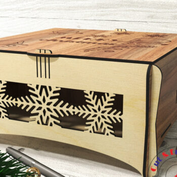 Intra απο ξύλο plywood 3mm-4mm πάχος Χριστουγεννιάτικο κουτί δώρου Δίασταση 3x3 cm INTRAFABR-19900203 - Image 3