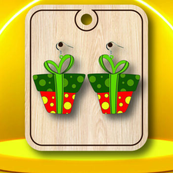 Intra απο ξύλο plywood 3mm-4mm πάχος Χριστουγεννιάτικο κουτί δώρου Σκουλαρίκια με λέιζερ Δίασταση 3x3 cm INTRAFABR-107703931 - Image 2