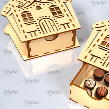 Intra απο ξύλο plywood 3mm-4mm πάχος Χριστουγεννιάτικο κουτί δώρου . 3D Box Δίασταση 15x15 cm INTRAFABR-101754816 - Image 1