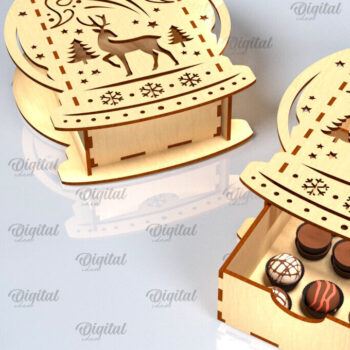 Intra απο ξύλο plywood 3mm-4mm πάχος Χριστουγεννιάτικο κουτί δώρου . 3D Box Δίασταση 15x15 cm INTRAFABR-101754877 - Image 1