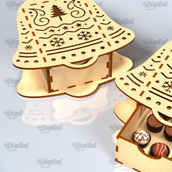 Intra απο ξύλο plywood 3mm-4mm πάχος Χριστουγεννιάτικο κουτί δώρου . 3D Box Δίασταση 15x15 cm INTRAFABR-101754944 - Image 1