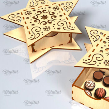 Intra απο ξύλο plywood 3mm-4mm πάχος Χριστουγεννιάτικο κουτί δώρου . 3D Box Δίασταση 15x15 cm INTRAFABR-101755056 - Image 1