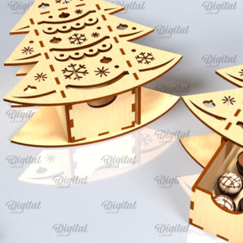 Intra απο ξύλο plywood 3mm-4mm πάχος Χριστουγεννιάτικο κουτί δώρου . 3D Box Δίασταση 15x15 cm INTRAFABR-101755102 - Image 1