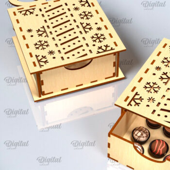 Intra απο ξύλο plywood 3mm-4mm πάχος Χριστουγεννιάτικο κουτί δώρου . 3D Box Δίασταση 15x15 cm INTRAFABR-101755143 - Image 1