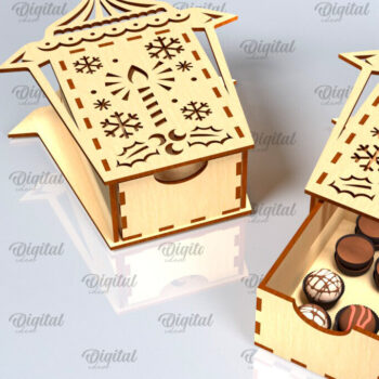 Intra απο ξύλο plywood 3mm-4mm πάχος Χριστουγεννιάτικο κουτί δώρου . 3D Box Δίασταση 15x15 cm INTRAFABR-101755168 - Image 1