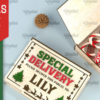 Intra απο ξύλο plywood 3mm-4mm πάχος Χριστουγεννιάτικο κουτί δώρου κοπής με λέιζερ Δίασταση 15x15 cm INTRAFABR-106138512 - Image 9