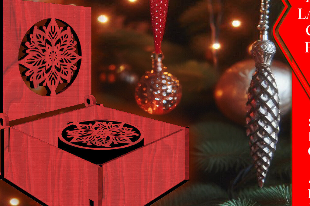 Intra απο ξύλο plywood 3mm-4mm πάχος Χριστουγεννιάτικη συσκευασία δώρου με 10 στολίδια Δίασταση 3x3 cm INTRAFABR-108207686