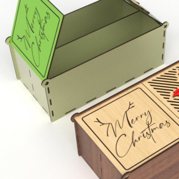 Intra απο ξύλο plywood 3mm-4mm πάχος Χριστουγεννιάτικο κουτί δώρου με διαχωριστικά, λέιζερ Δίασταση 3x3 cm INTRAFABR-82253517 - Image 1