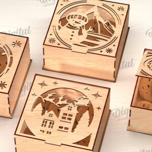 Intra απο ξύλο plywood 3mm-4mm πάχος Κουτιά δώρου Χριστουγέννων κοπής με λέιζερ Δίασταση 15x15 cm INTRAFABR-110109984