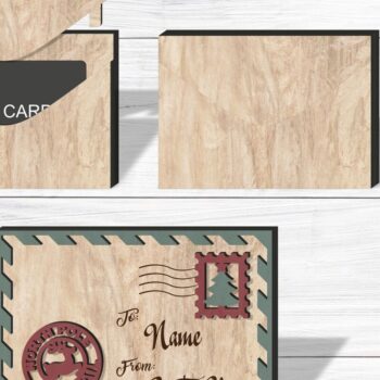 Intra απο ξύλο plywood 3mm-4mm πάχος Φάκελος με χριστουγεννιάτικη κάρτα δώρου Δίασταση 54x54 cm INTRAFABR-80430367 - Image 3