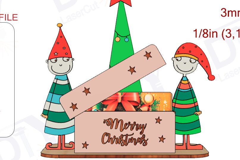 Intra απο ξύλο plywood 3mm-4mm πάχος Θήκη δώρου Χριστουγέννων με λέιζερ Δίασταση 15x15 cm INTRAFABR-109889553