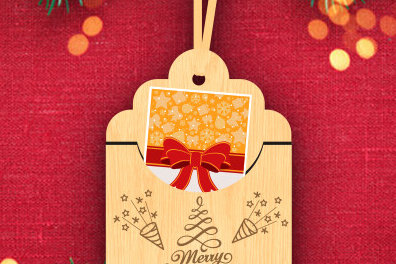 Intra απο ξύλο plywood 3mm-4mm πάχος Θήκη δώρου Χριστουγέννων με λέιζερ Δίασταση 8x8 cm INTRAFABR-82355082