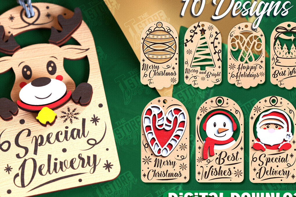 Intra απο ξύλο plywood 3mm-4mm πάχος ετικετών δώρου Χριστουγέννων|Διακοπές |CNC Δίασταση 15x15 cm INTRAFABR-107024382