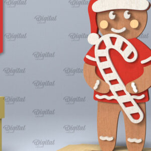 Intra απο ξύλο plywood 3mm-4mm πάχος Χριστουγεννιάτικο μελόψωμο με λέιζερ Δίασταση 15x15 cm INTRAFABR-104437417