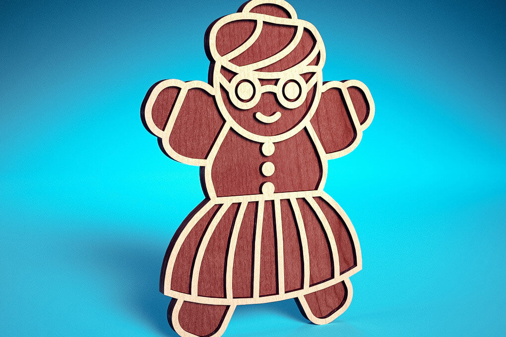 Intra απο ξύλο plywood 3mm-4mm πάχος Χριστουγεννιάτικο Gingerbread Cut  Δίασταση 15x15 cm INTRAFABR-75818299