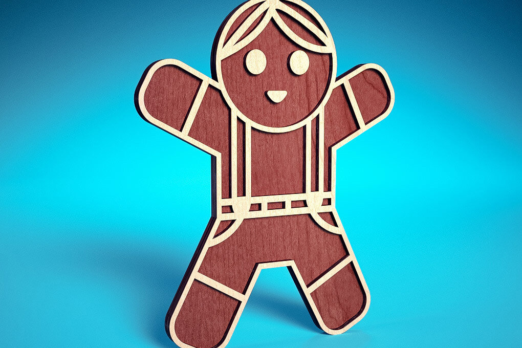 Intra απο ξύλο plywood 3mm-4mm πάχος Χριστουγεννιάτικο Gingerbread Cut  Δίασταση 15x15 cm INTRAFABR-75818212