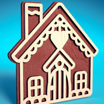 Intra απο ξύλο plywood 3mm-4mm πάχος Χριστουγεννιάτικο στολίδι με μελόψωμο με λέιζερ Δίασταση 8x8 cm INTRAFABR-72024154 - Image 1