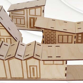 Intra απο ξύλο plywood 3mm-4mm πάχος Χριστουγεννιάτικο Glitter House Σχεδιασμός Δίασταση 15x15 cm INTRAFABR-83249520 - Image 1