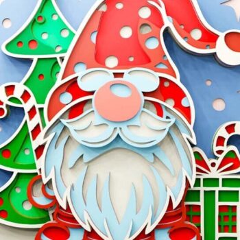 Intra απο ξύλο plywood 3mm-4mm πάχος Christmas Gnome 3D Multilayered Δίασταση 10x10 cm INTRAFABR-108890368 - Image 2