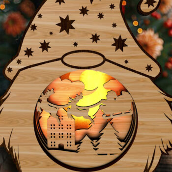 Intra απο ξύλο plywood 3mm-4mm πάχος Χριστουγεννιάτικο Gnome - Κηροπήγιο Δίασταση 25x25 cm INTRAFABR-108828249 - Image 1