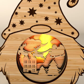 Intra απο ξύλο plywood 3mm-4mm πάχος Χριστουγεννιάτικο Gnome - Κηροπήγιο Δίασταση 25x25 cm INTRAFABR-108828249 - Image 3