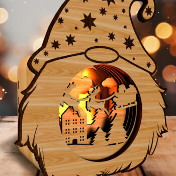 Intra απο ξύλο plywood 3mm-4mm πάχος Χριστουγεννιάτικο Gnome - Κηροπήγιο Δίασταση 25x25 cm INTRAFABR-108828249 - Image 4