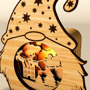 Intra απο ξύλο plywood 3mm-4mm πάχος Χριστουγεννιάτικο Gnome - Κηροπήγιο Δίασταση 25x25 cm INTRAFABR-108828249 - Image 5