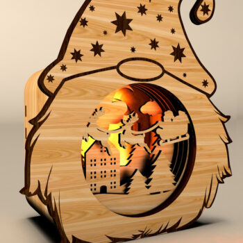 Intra απο ξύλο plywood 3mm-4mm πάχος Χριστουγεννιάτικο Gnome - Κηροπήγιο Δίασταση 25x25 cm INTRAFABR-108828249 - Image 6