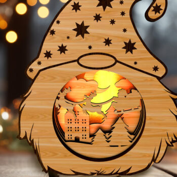 Intra απο ξύλο plywood 3mm-4mm πάχος Χριστουγεννιάτικο Gnome - Κηροπήγιο Δίασταση 25x25 cm INTRAFABR-108828249 - Image 7