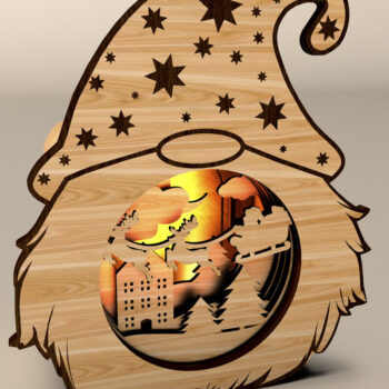 Intra απο ξύλο plywood 3mm-4mm πάχος Χριστουγεννιάτικο Gnome - Κηροπήγιο Δίασταση 25x25 cm INTRAFABR-108828249 - Image 8