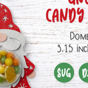 Intra απο ξύλο plywood 3mm-4mm πάχος Χριστουγεννιάτικο Gnome Candy Dome Δίασταση 5x9 cm INTRAFABR-50330875