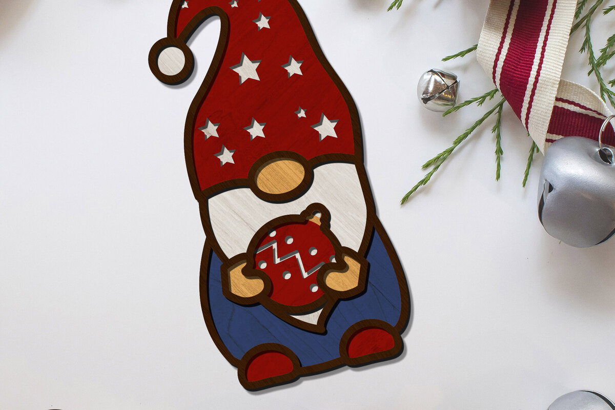 Intra απο ξύλο plywood 3mm-4mm πάχος Διακοσμητική χειροτεχνία με λέιζερ Χριστουγεννιάτικο Gnome Δίασταση 4x4 cm INTRAFABR-86742481