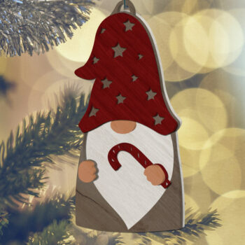 Intra απο ξύλο plywood 3mm-4mm πάχος Χριστουγεννιάτικο GNOME, Διακοσμητικό Στολίδι Δίασταση 4x4 cm INTRAFABR-85642406 - Image 1