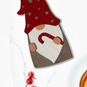 Intra απο ξύλο plywood 3mm-4mm πάχος Χριστουγεννιάτικο GNOME, Διακοσμητικό Στολίδι Δίασταση 4x4 cm INTRAFABR-85642406 - Image 2