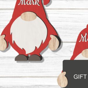 Intra απο ξύλο plywood 3mm-4mm πάχος Χριστουγεννιάτικο Gnome Δωροθήκη  Δίασταση 54x54 cm INTRAFABR-79711010