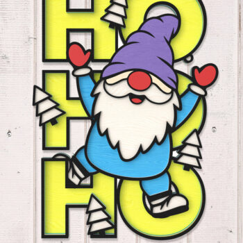 Intra απο ξύλο plywood 3mm-4mm πάχος Χριστουγεννιάτικο Gnome HOHOHO Sign Cut  Δίασταση 30x20 cm INTRAFABR-106853549 - Image 1