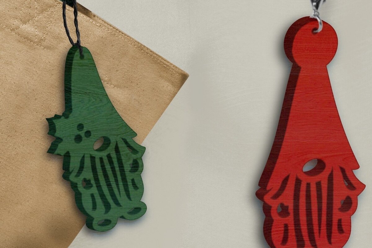 Intra απο ξύλο plywood 3mm-4mm πάχος κοπής με λέιζερ Christmas Gnome Keychains Δίασταση 6x6 cm INTRAFABR-79382204 - Image 3