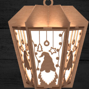 Intra απο ξύλο plywood 3mm-4mm πάχος Χριστουγεννιάτικο Gnome Φανάρι με λέιζερ Δίασταση 30x20 cm INTRAFABR-108902753