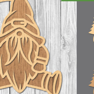 Intra απο ξύλο plywood 3mm-4mm πάχος Χριστουγεννιάτικο Gnome Διακόσμηση Δίασταση 15x15 cm INTRAFABR-107202025