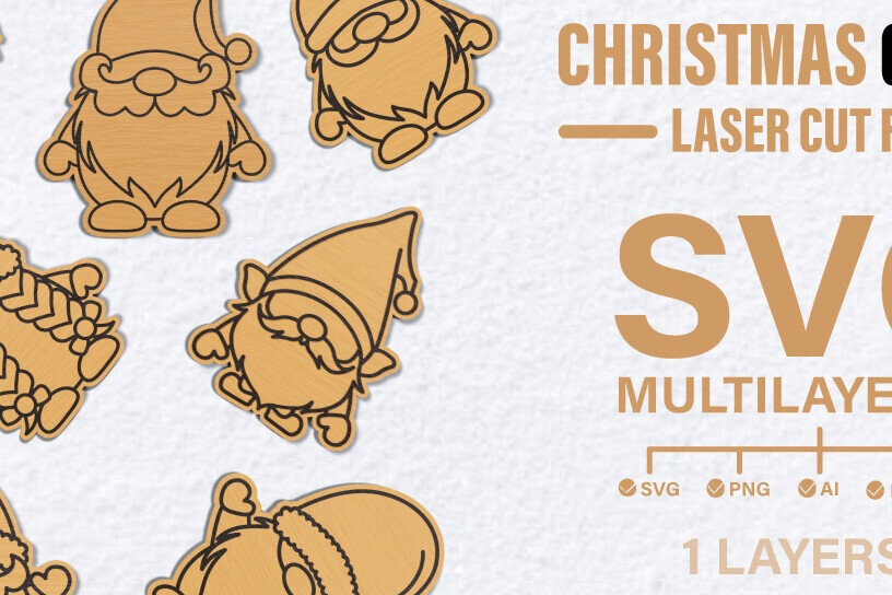 Intra απο ξύλο plywood 3mm-4mm πάχος κοπής με λέιζερ Christmas Gnome Δίασταση 20x30 cm INTRAFABR-82242053